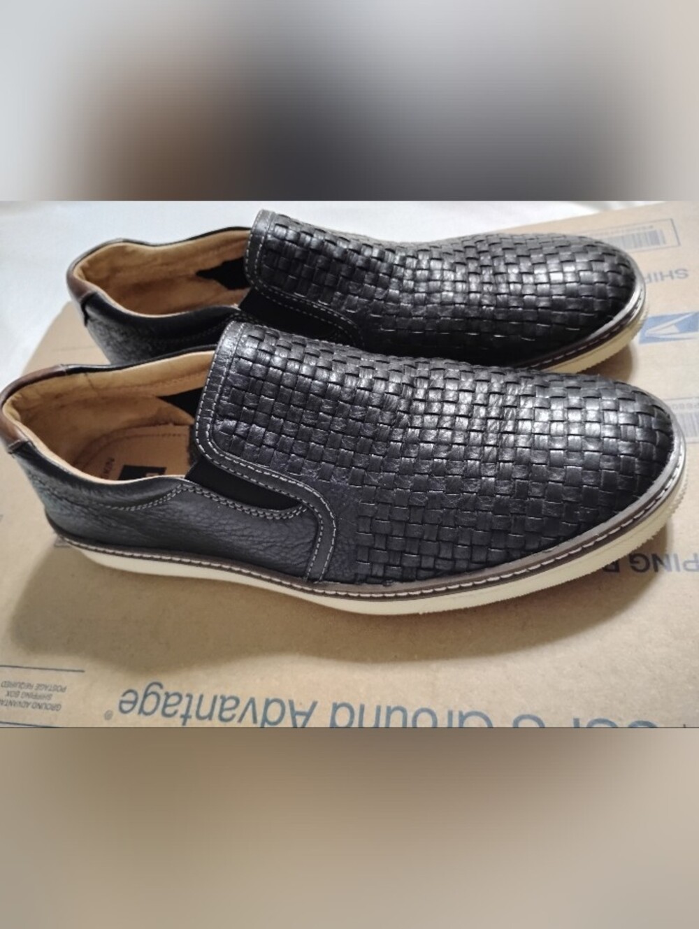 Johnston & Murphy Woven Leather Slip On Loafers Men’s 8.5M Sheepskin Casual Shoe - Picture 3 of 8